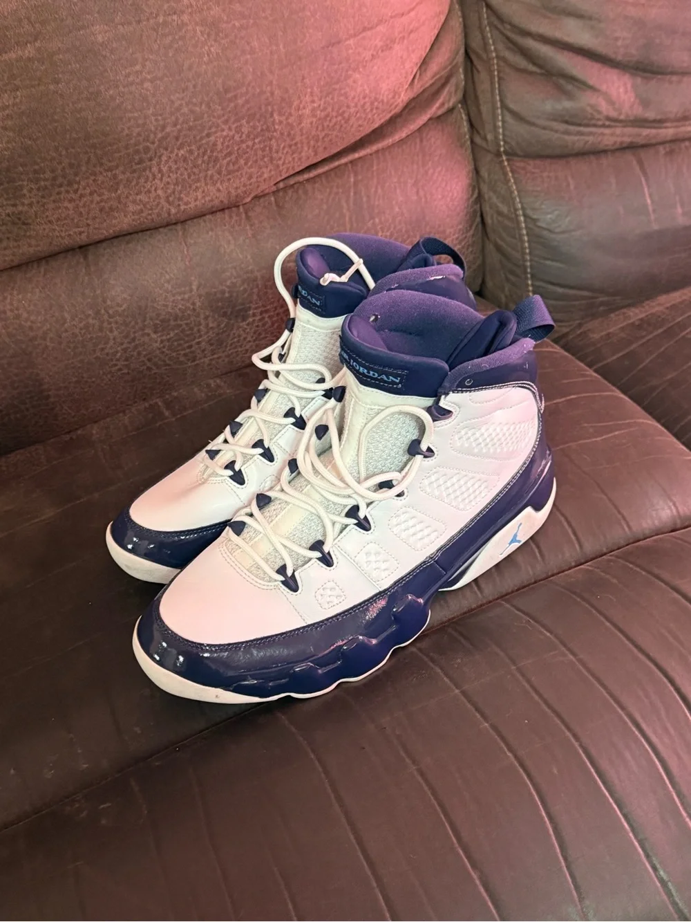 Jordan High-Top Sneakers in White & blue